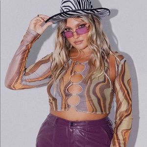 MOTEL BRITTA TOP EARTHY GRADIENT BROWN